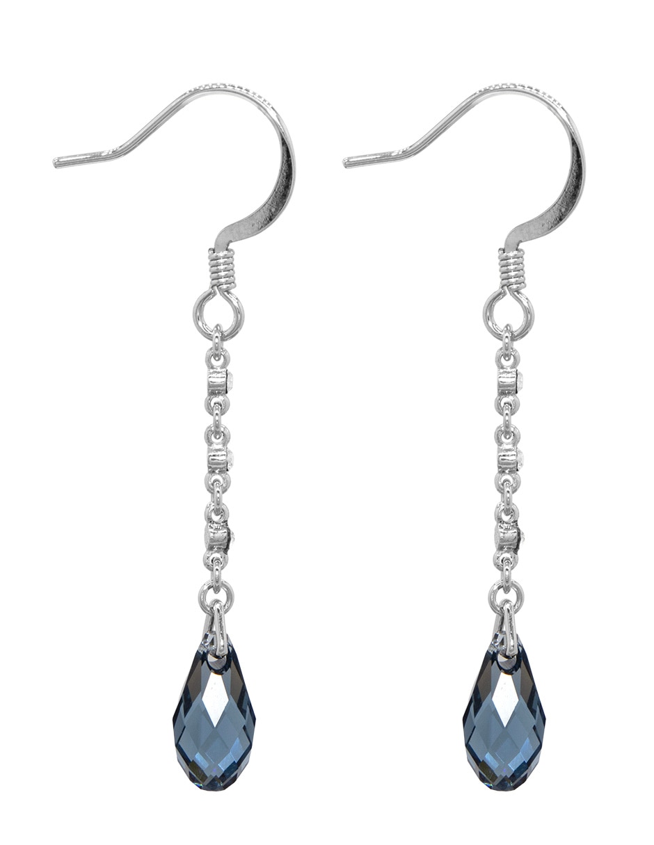 Aretes largos de gota Silver Shade con acabado pavé cristal 3