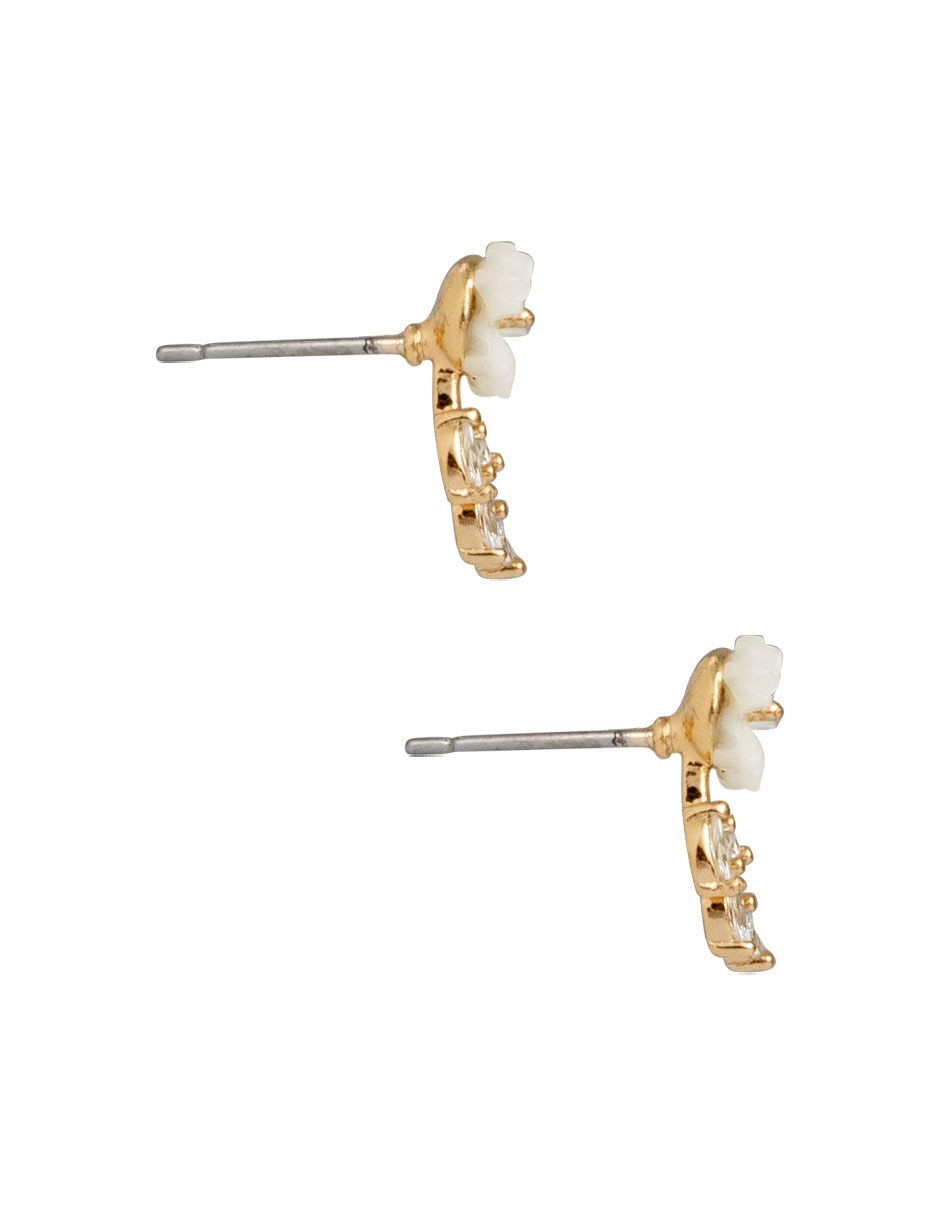 Aretes cortos de flor con acabado pavé madre perla 3