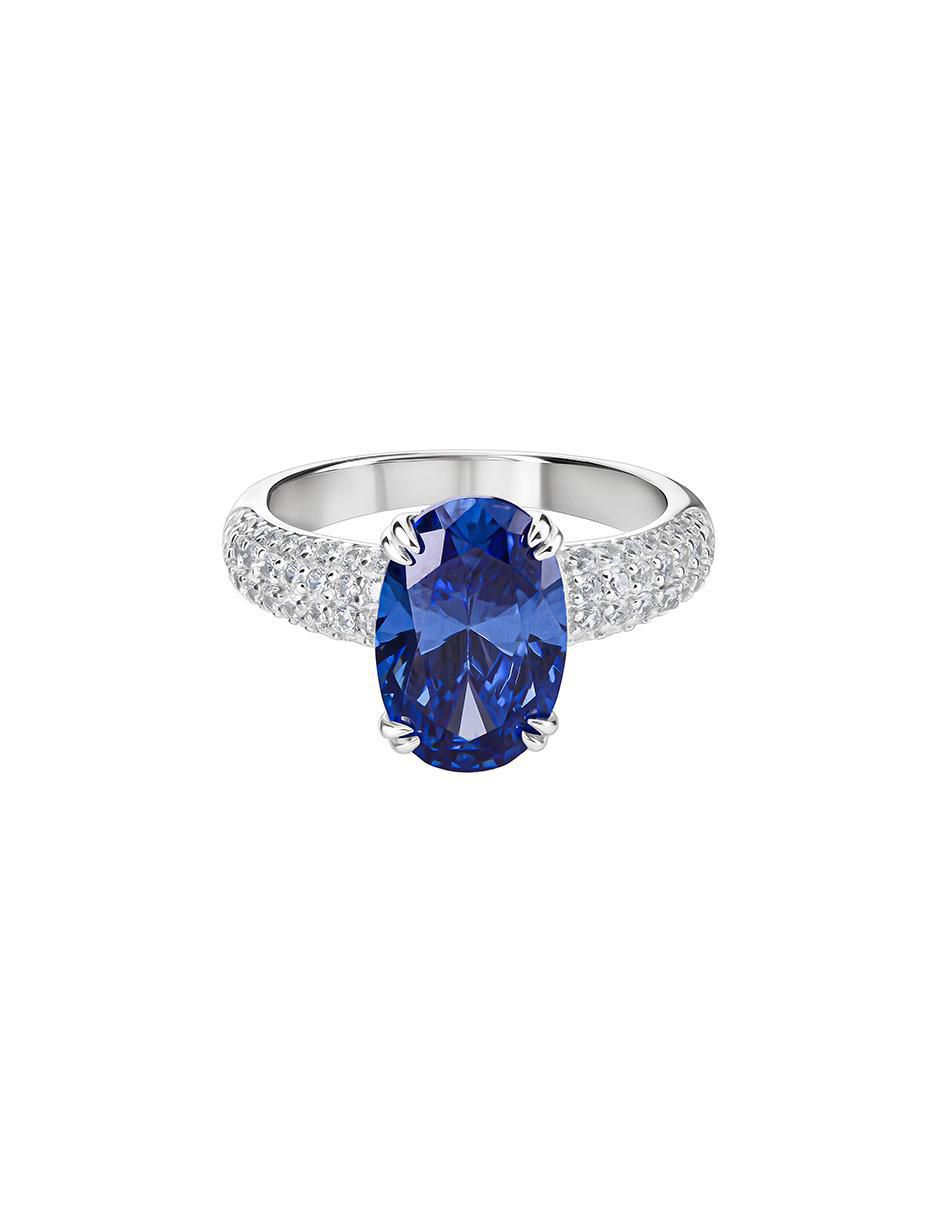 Anillo ovalado P 925 de plata zafiro brillante