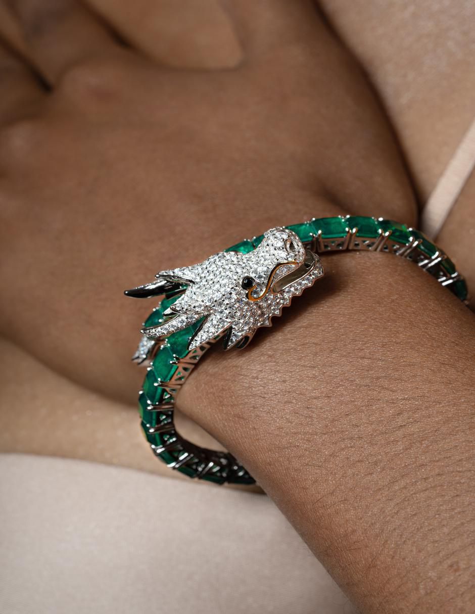 Brazalete de plata P 925 con acabado pavé 4