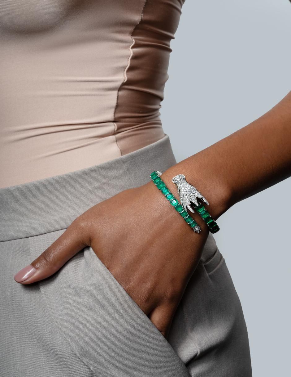 Brazalete de plata P 925 con acabado pavé 5