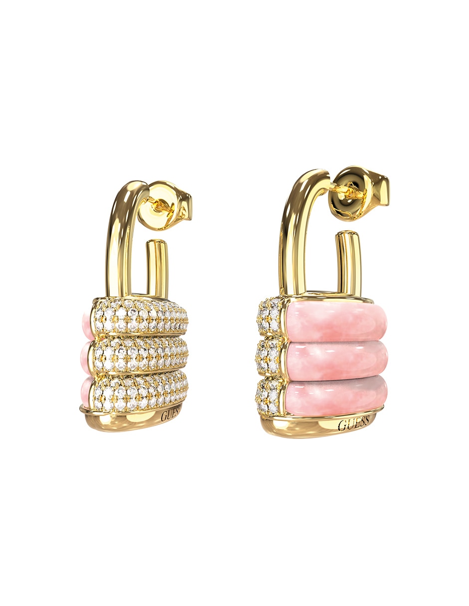 Aretes cortos de candado Guess my secret con acabado pavé Aretes cortos de candado Guess my secret con acabado pavé