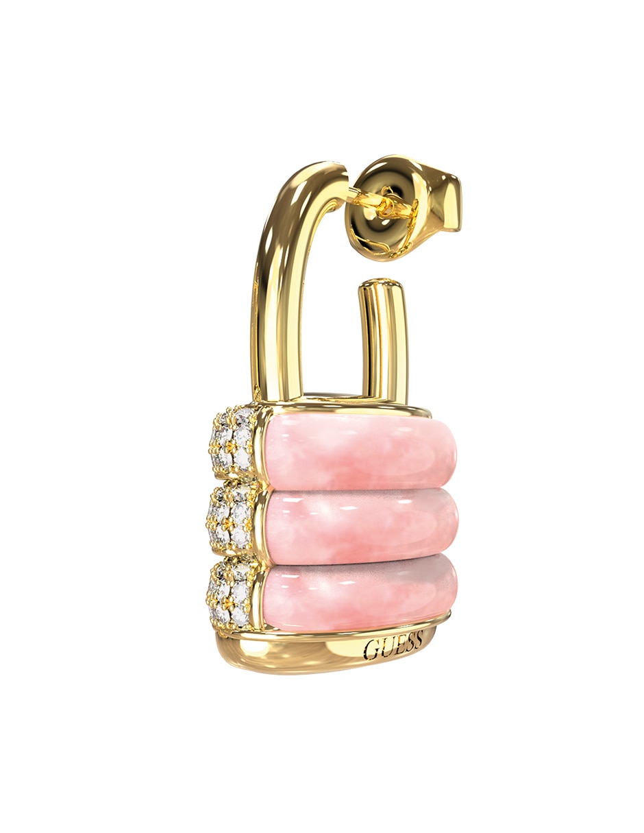 Aretes cortos de candado Guess my secret con acabado pavé 2