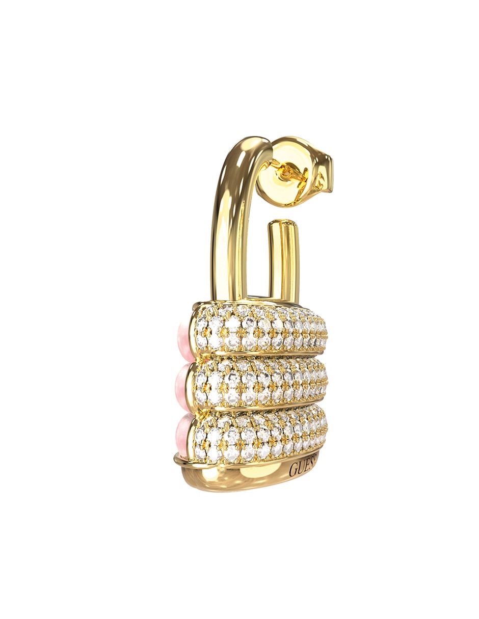 Aretes cortos de candado Guess my secret con acabado pavé 3