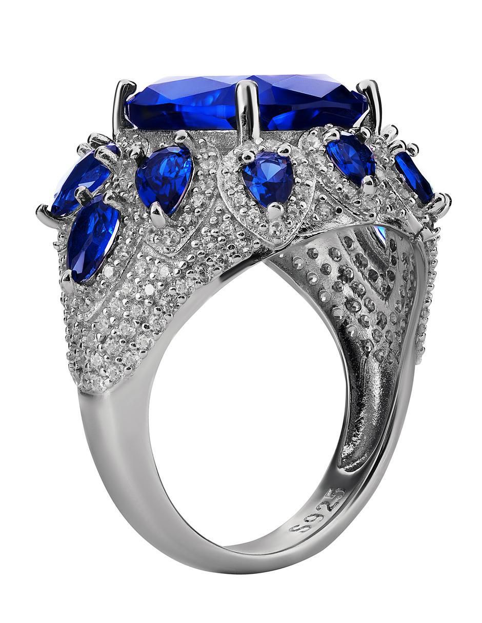 Anillo P 925 de plata zafiro pavé 5