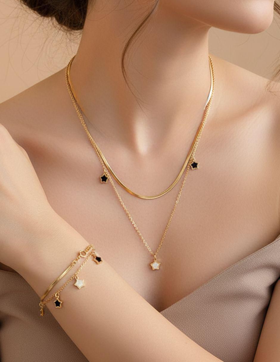 Collar y pulsera de estrella de oro laminado 10 K 3