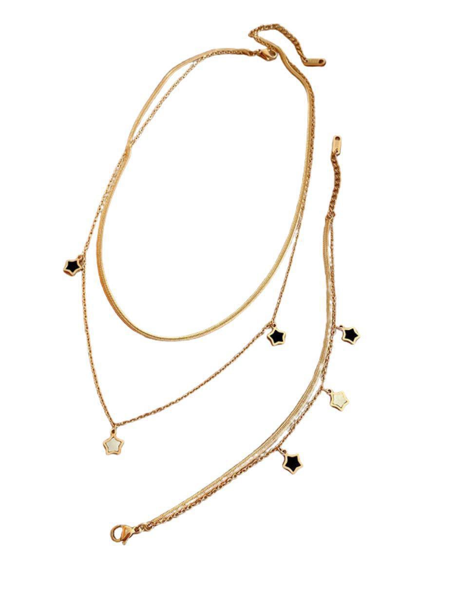 Collar y pulsera de estrella de oro laminado 10 K 4