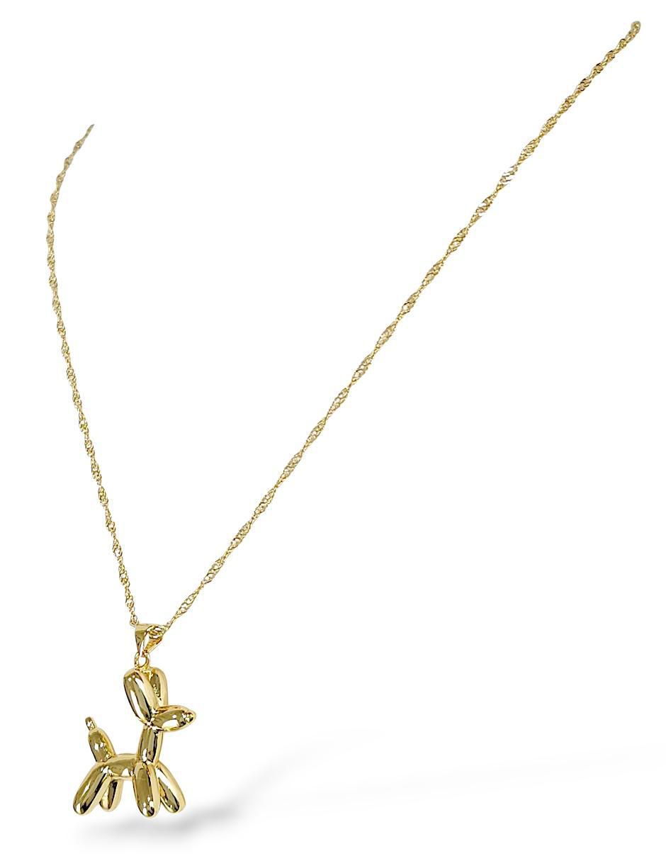 Collar con dije de perro de baño de oro 18 K
