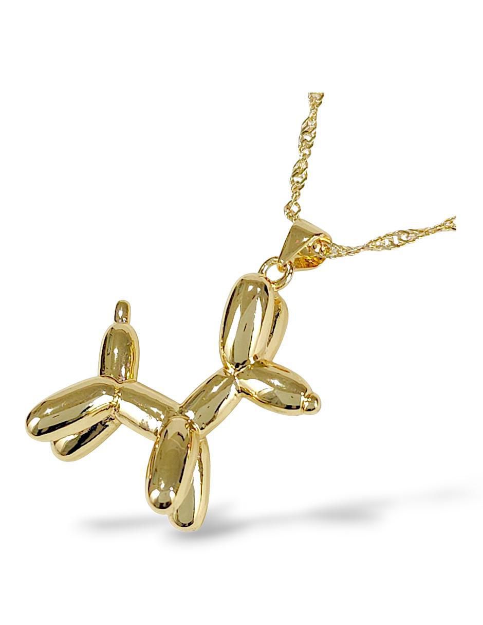 Collar con dije de perro de baño de oro 18 K