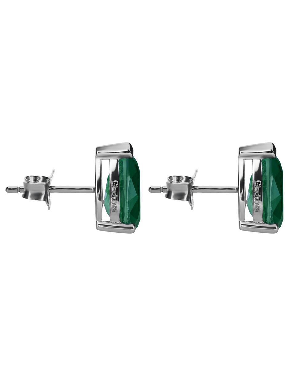 Broqueles de gota de plata P 925 con acabado brillante esmeralda 3