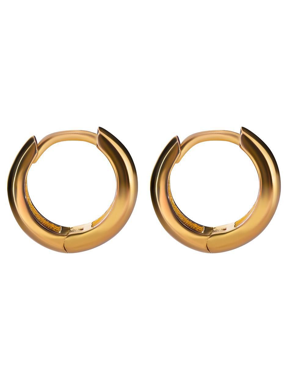Aretes de aro de plata P 925 con acabado chapa de oro 6