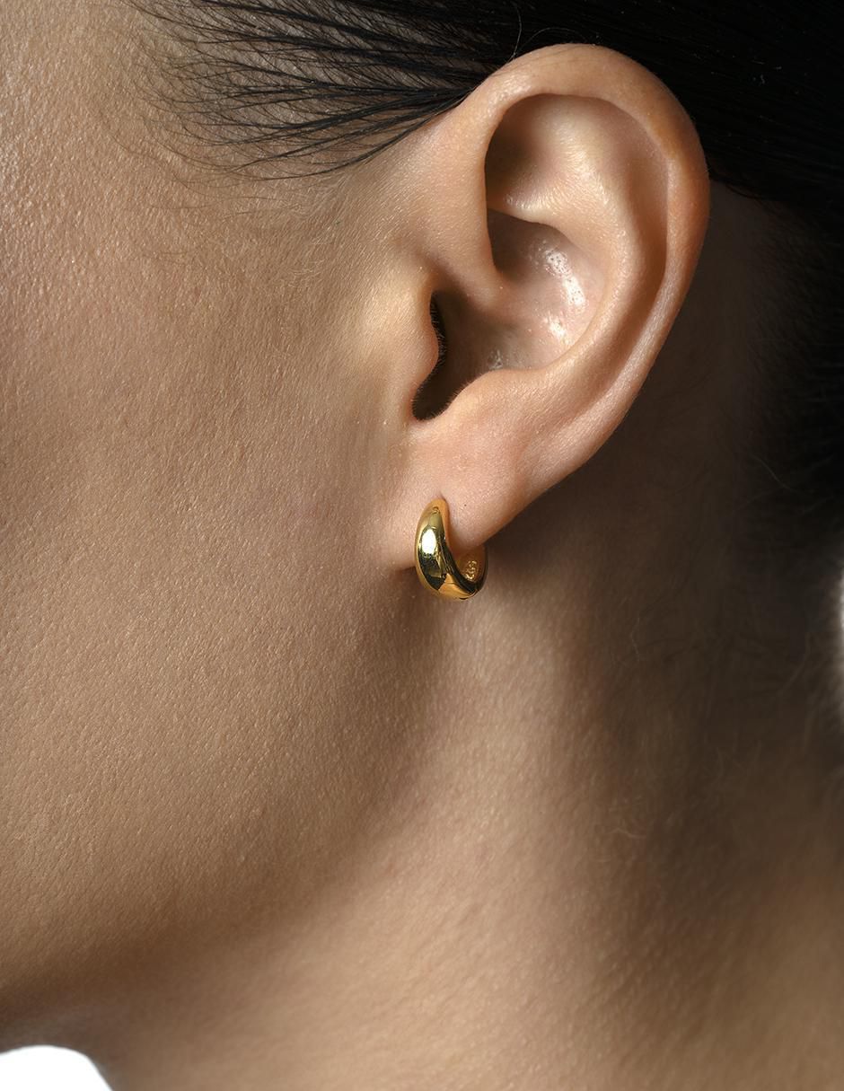 Aretes de aro de plata P 925 con acabado chapa de oro 7