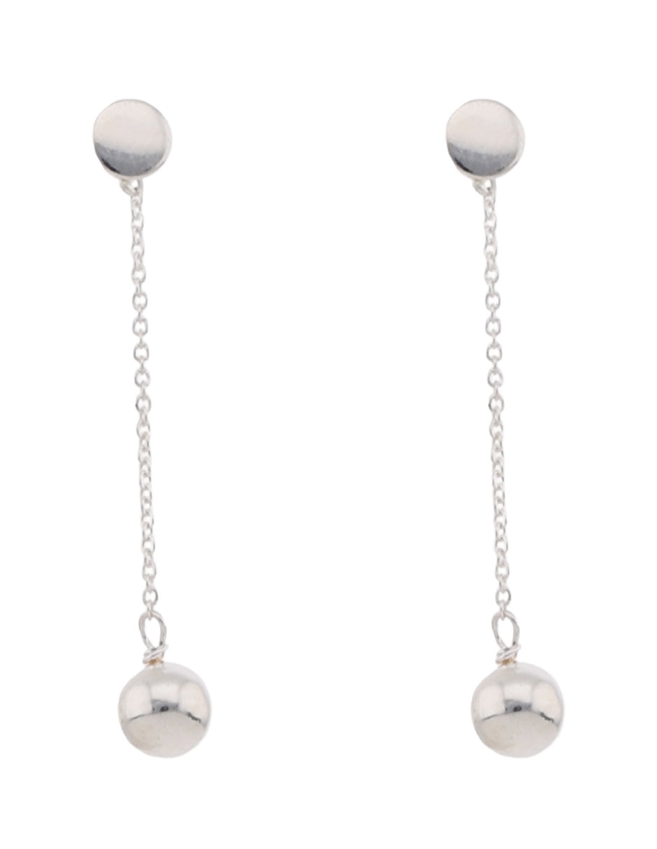 Aretes largos redondos de plata P 925 con acabado brillante