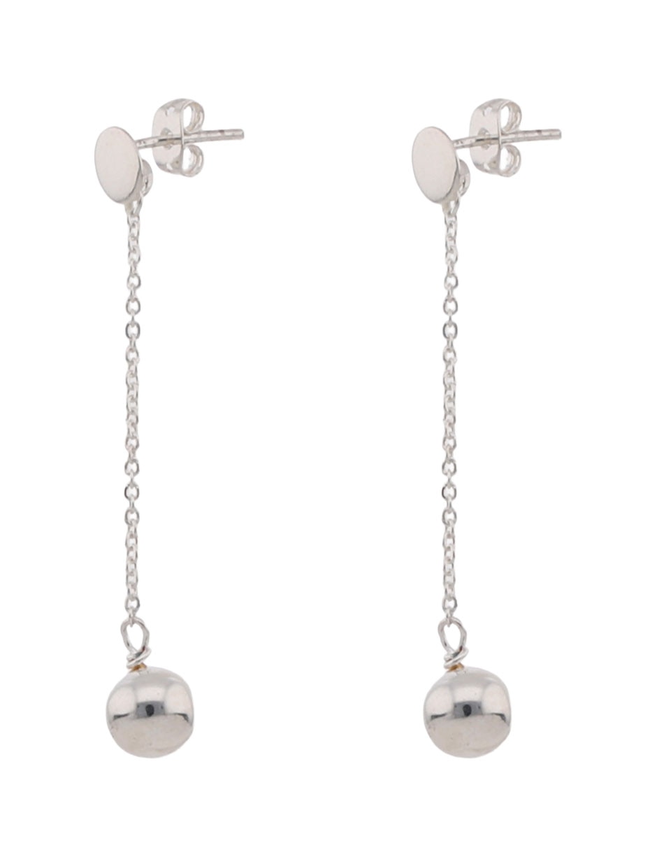 Aretes largos redondos de plata P 925 con acabado brillante 2