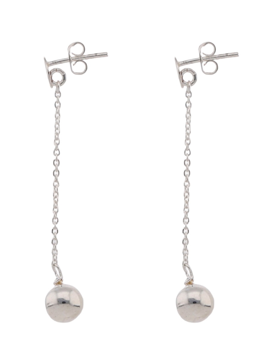 Aretes largos redondos de plata P 925 con acabado brillante 3