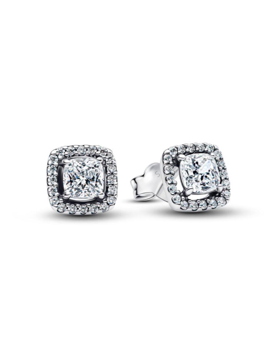 Arete corto cuadrado Timeless de plata P 925 con acabado brillante zirconia cúbica Arete corto cuadrado Timeless de plata P 925 con acabado brillante zirconia cúbica