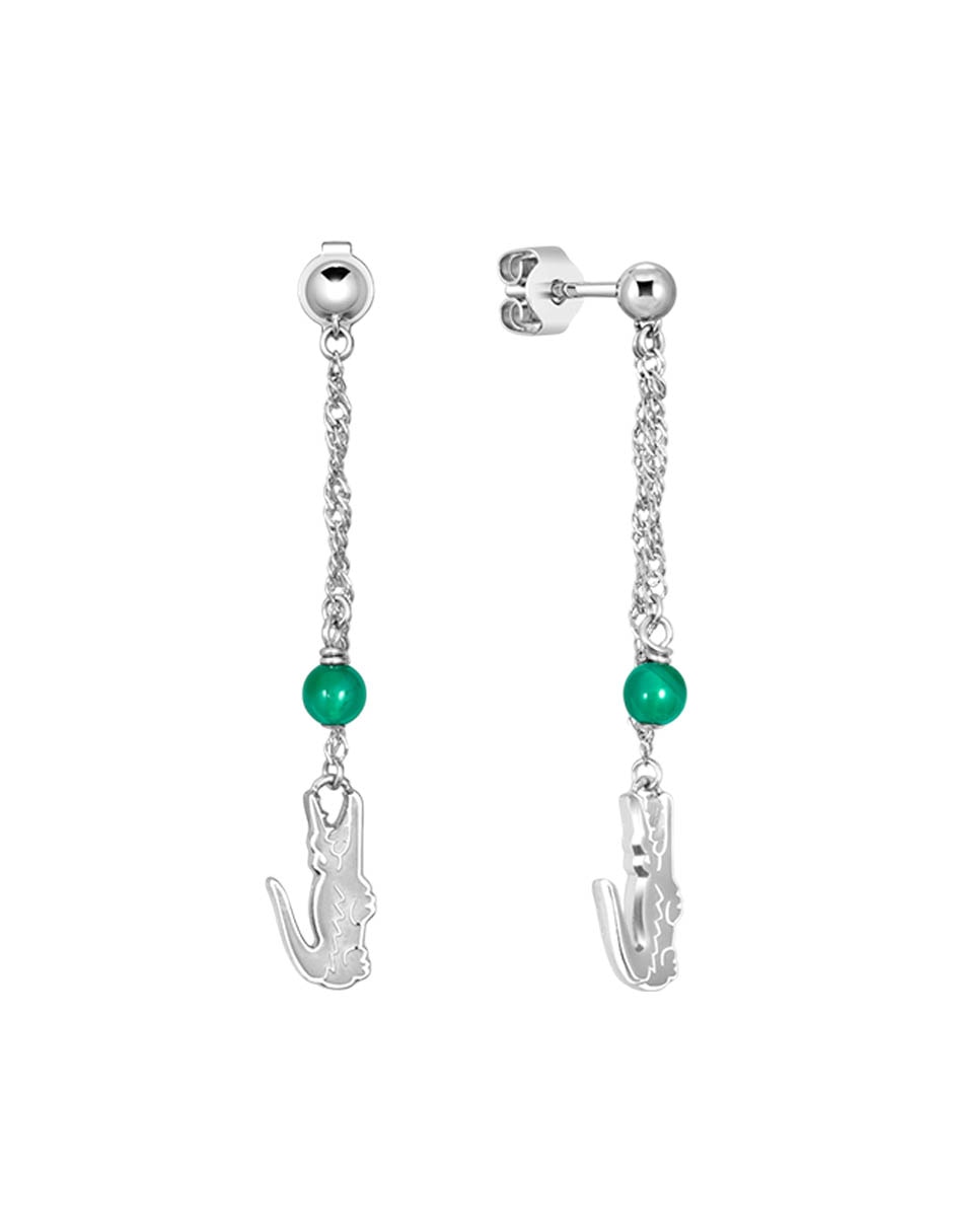 Aretes largos Deva con acabado brillante cristal