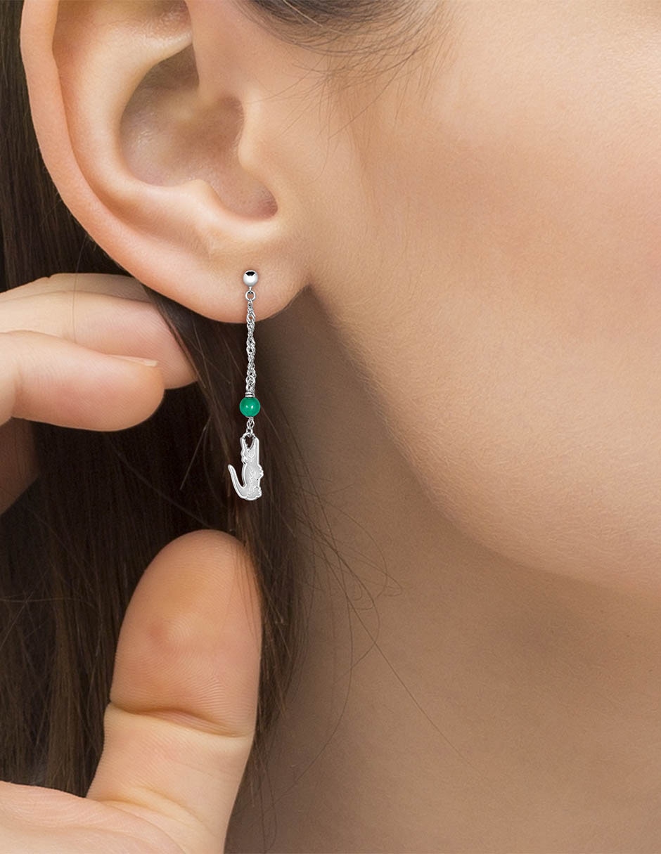 Aretes largos Deva con acabado brillante cristal 3
