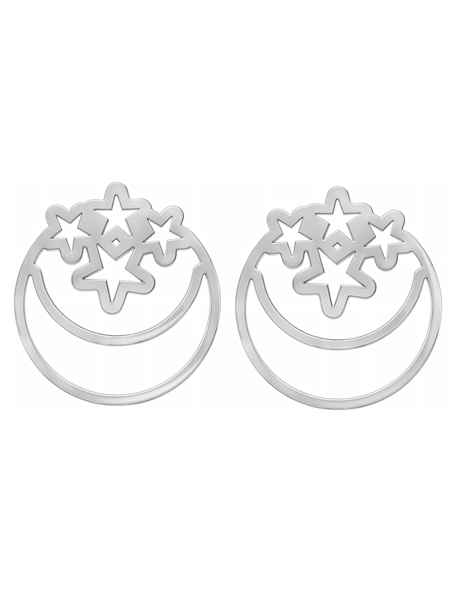 Broqueles de luna Celeste de plata p925 con acabado plateado