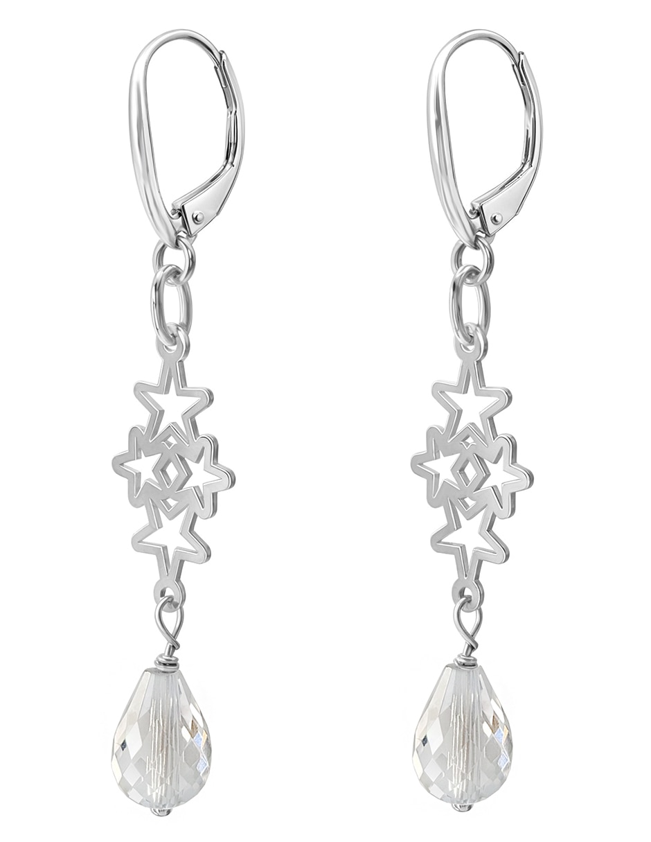Aretes largos de estrella Celeste de plata p925 con acabado plateado 2