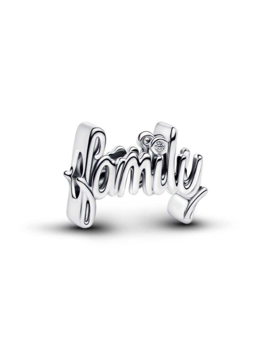 Charm de letrero family moments de plata P 925 zirconia cúbica