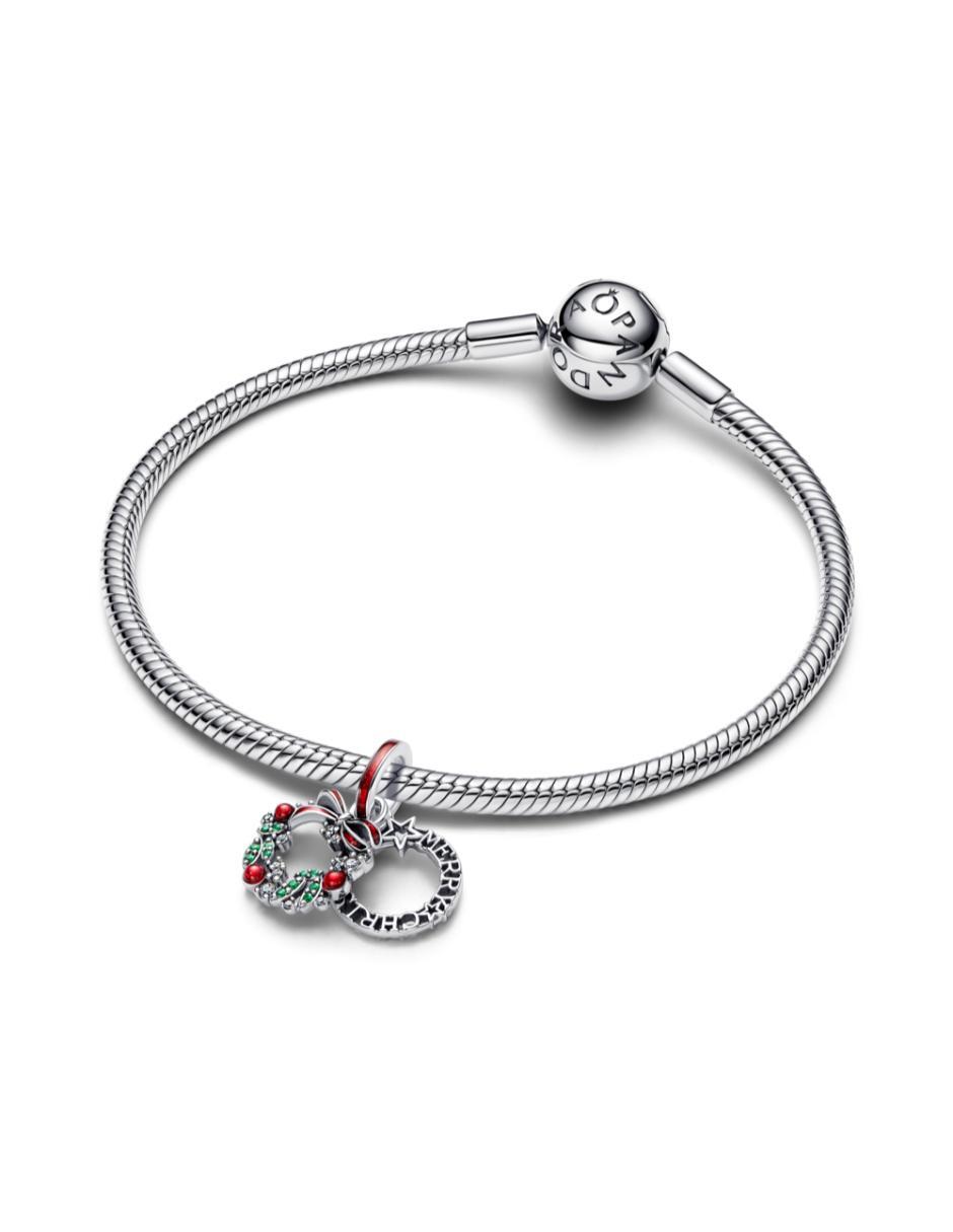 Charm de corona navideña moments navidad de plata P 925 zirconia cúbica