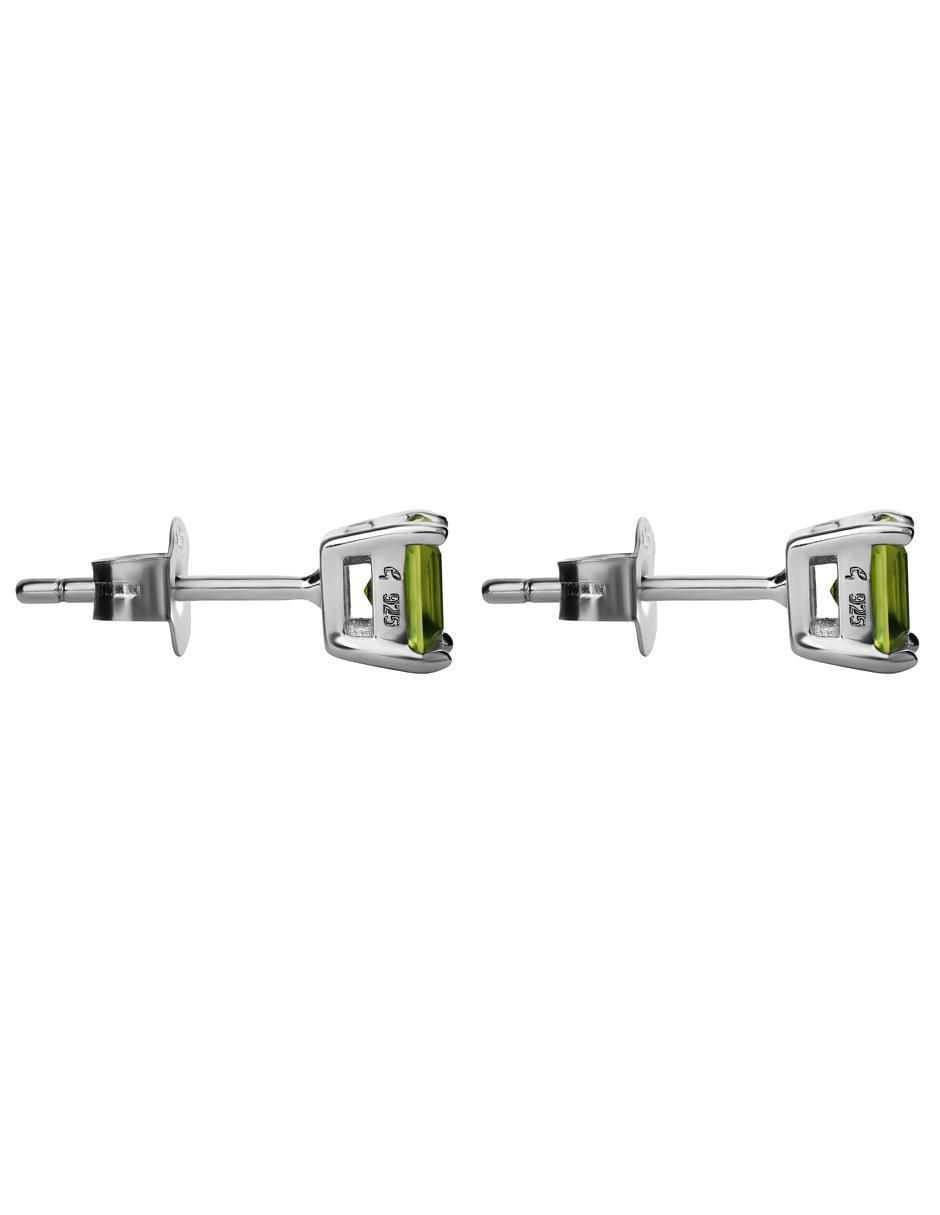 Broqueles cuadrados de plata P 925 con acabado brillante peridote 6
