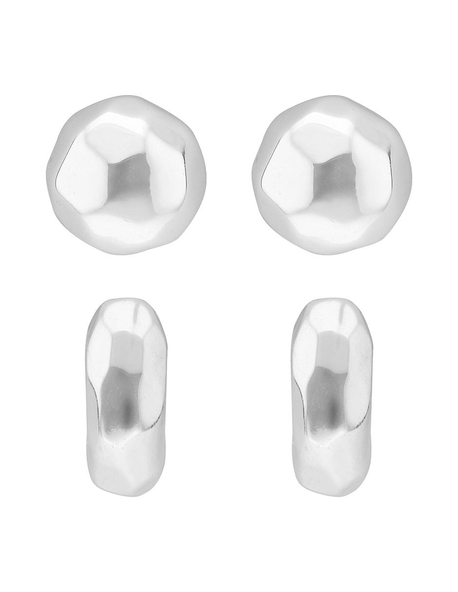 Set de aretes Textured Baubles con acabado pulido