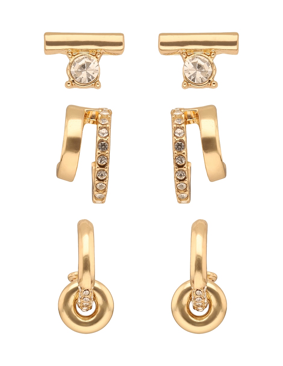 Set de aretes con acabado pavé fantasía