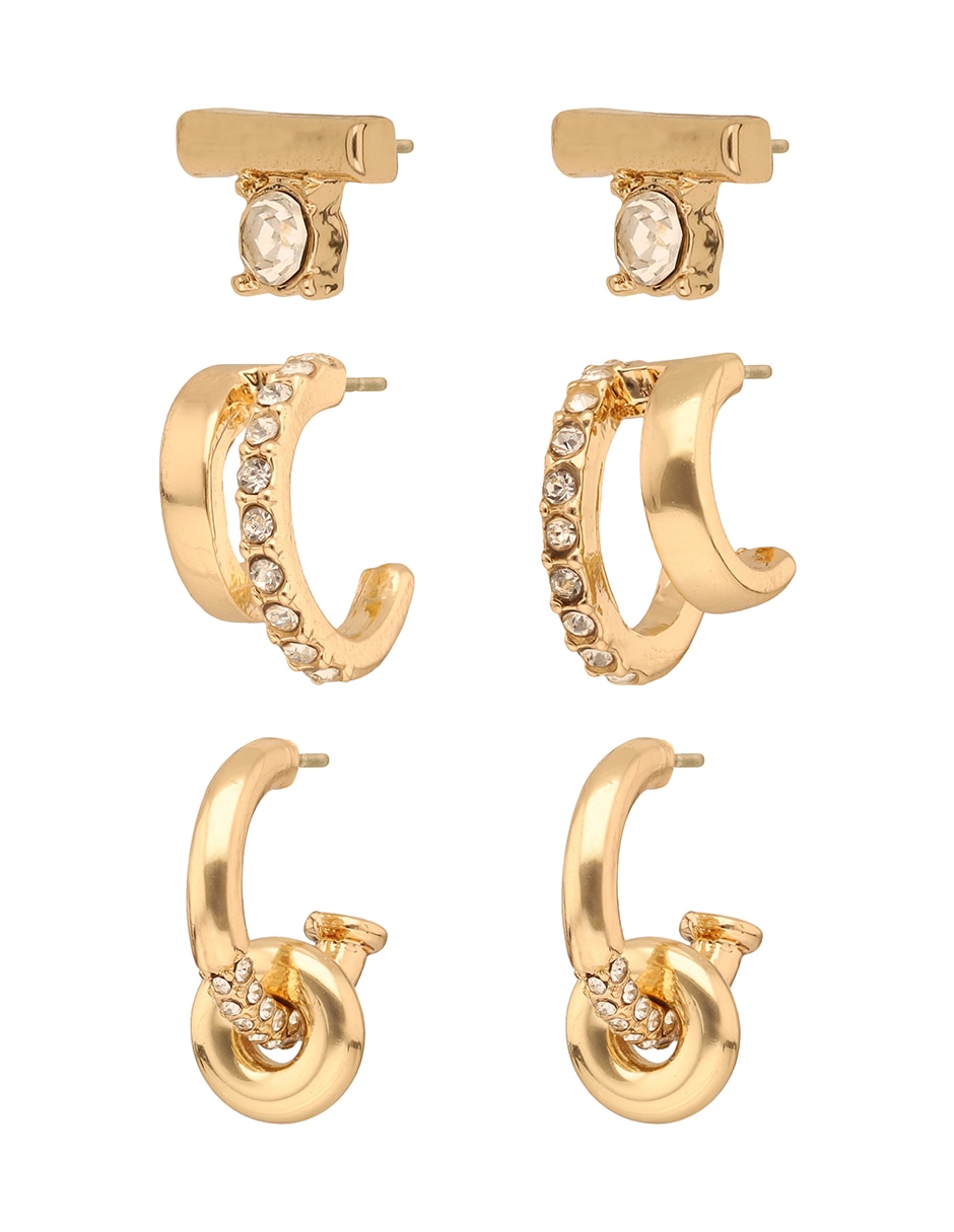 Set de aretes con acabado pavé fantasía 2