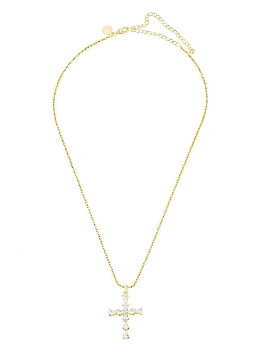 Collar con dije de cruz de baño de oro 14 K 3