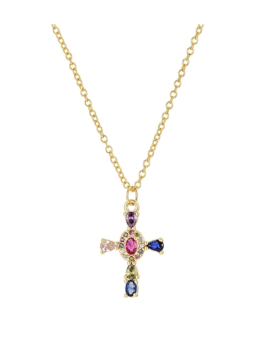 Collar con dije de cruz de baño de oro