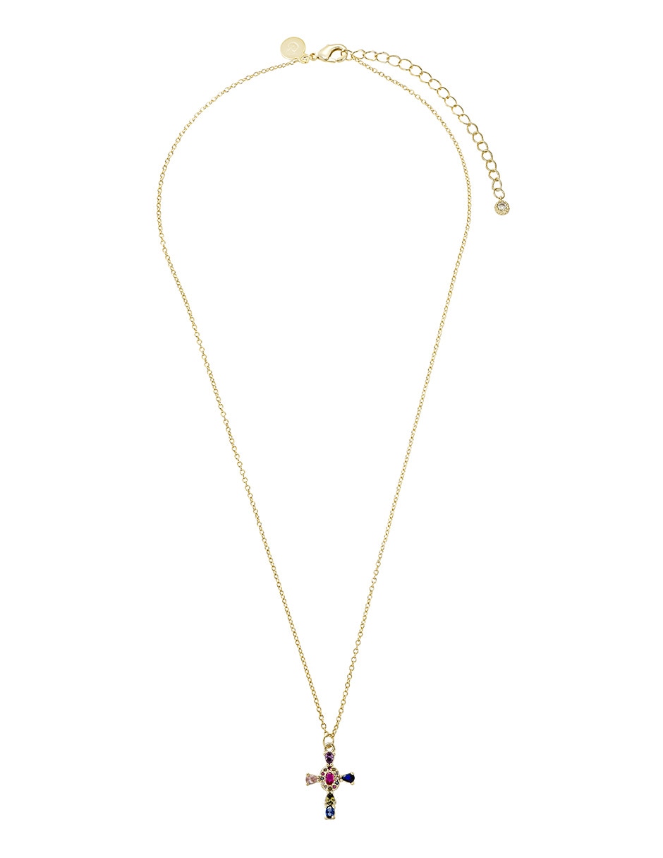 Collar con dije de cruz de baño de oro 2