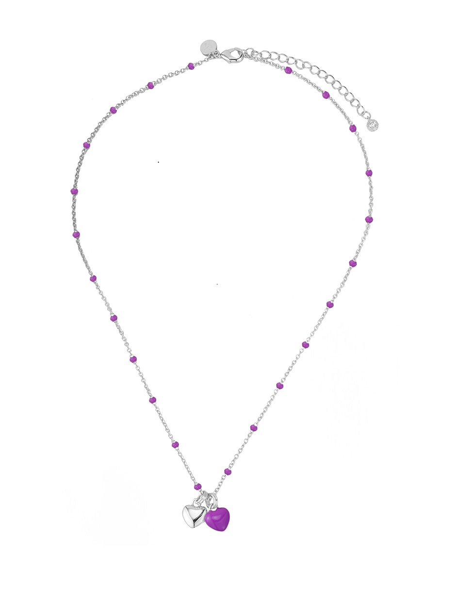 Collar con dije de corazón Silver Enamel baño de oro 14 K 3