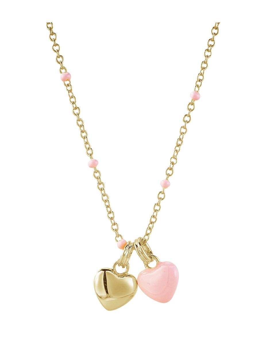 Collar con dije de corazón Golden Enamel de baño de oro 14 K