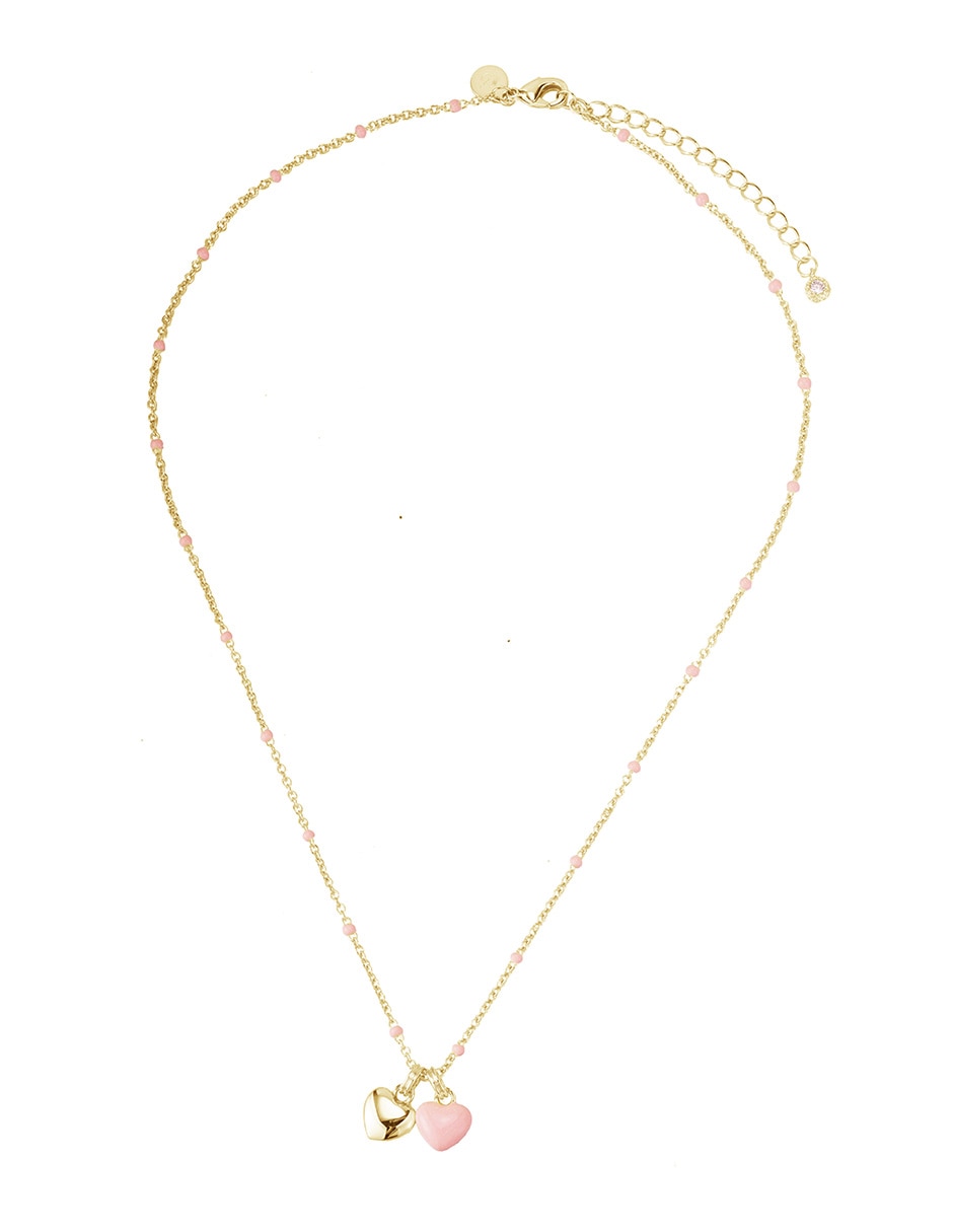 Collar con dije de corazón Golden Enamel de baño de oro 14 K 3