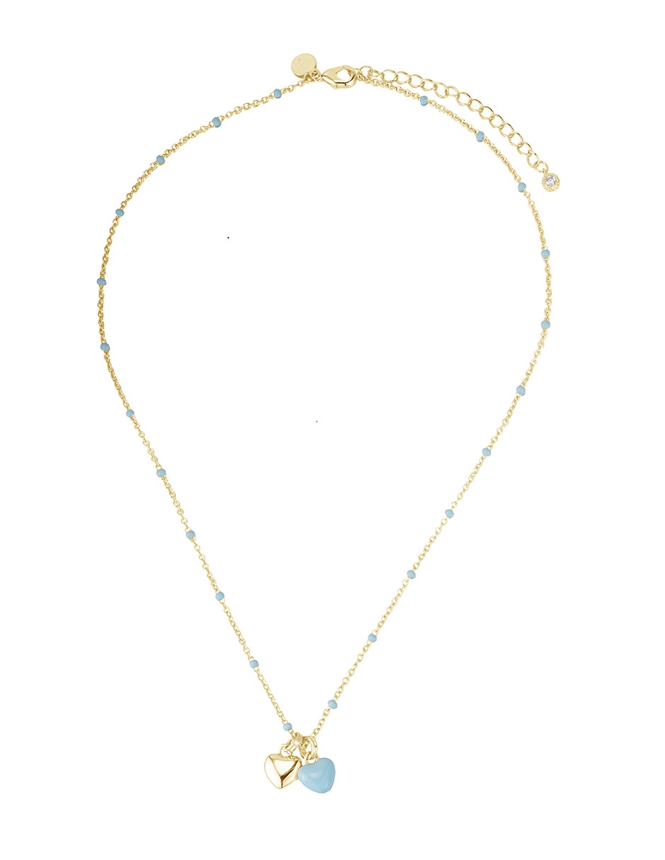 Collar con dije de corazón Golden Enamel de baño de oro 14 K 3