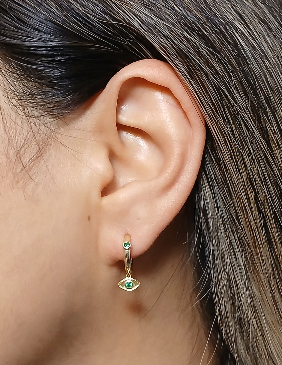 Piercing de ojo turco 14 K con acabado baño de oro zirconia 3