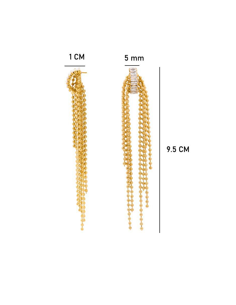 Aretes largos con acabado brillante zirconia 4