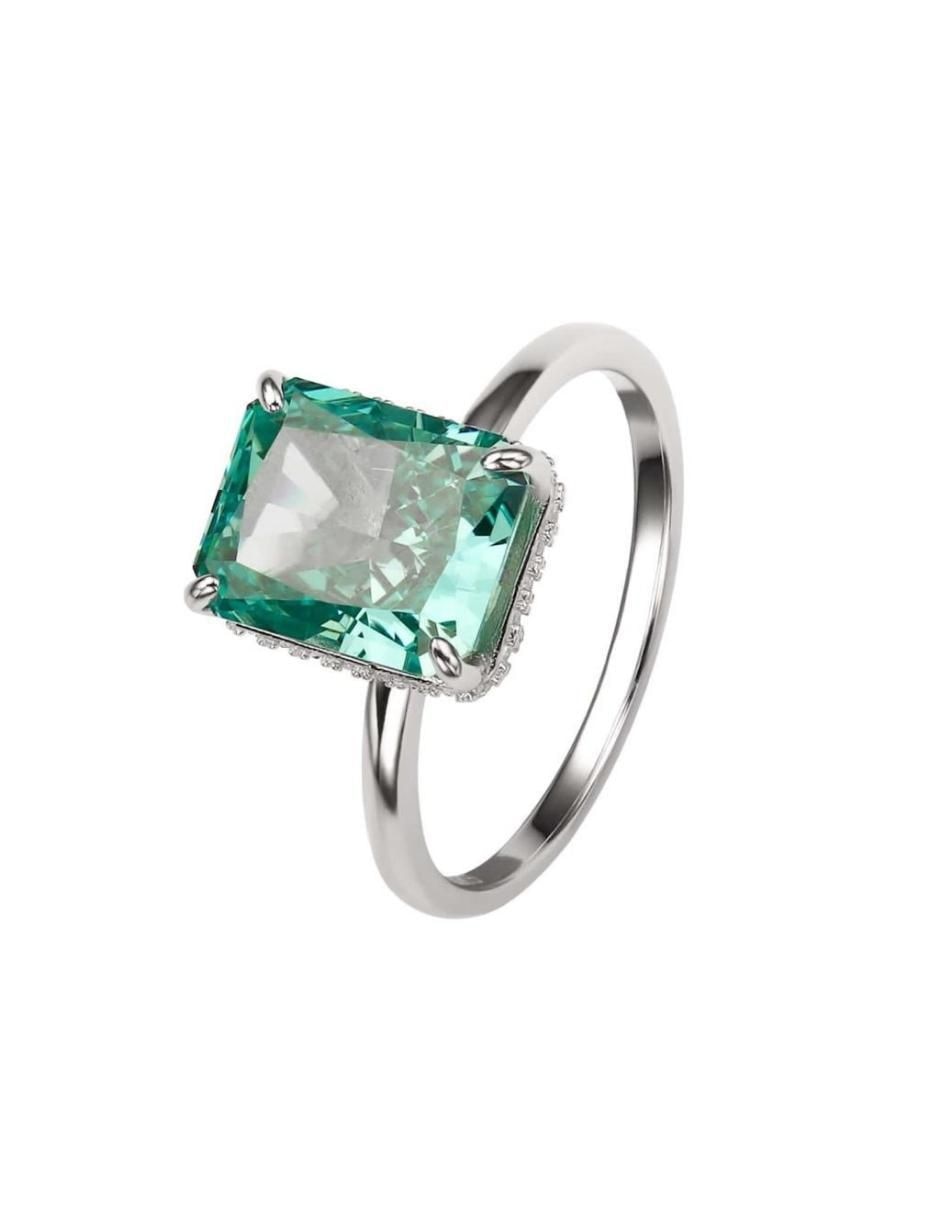 Anillo con gema rectangular Luxury P 925 de plata zirconia pulido 2