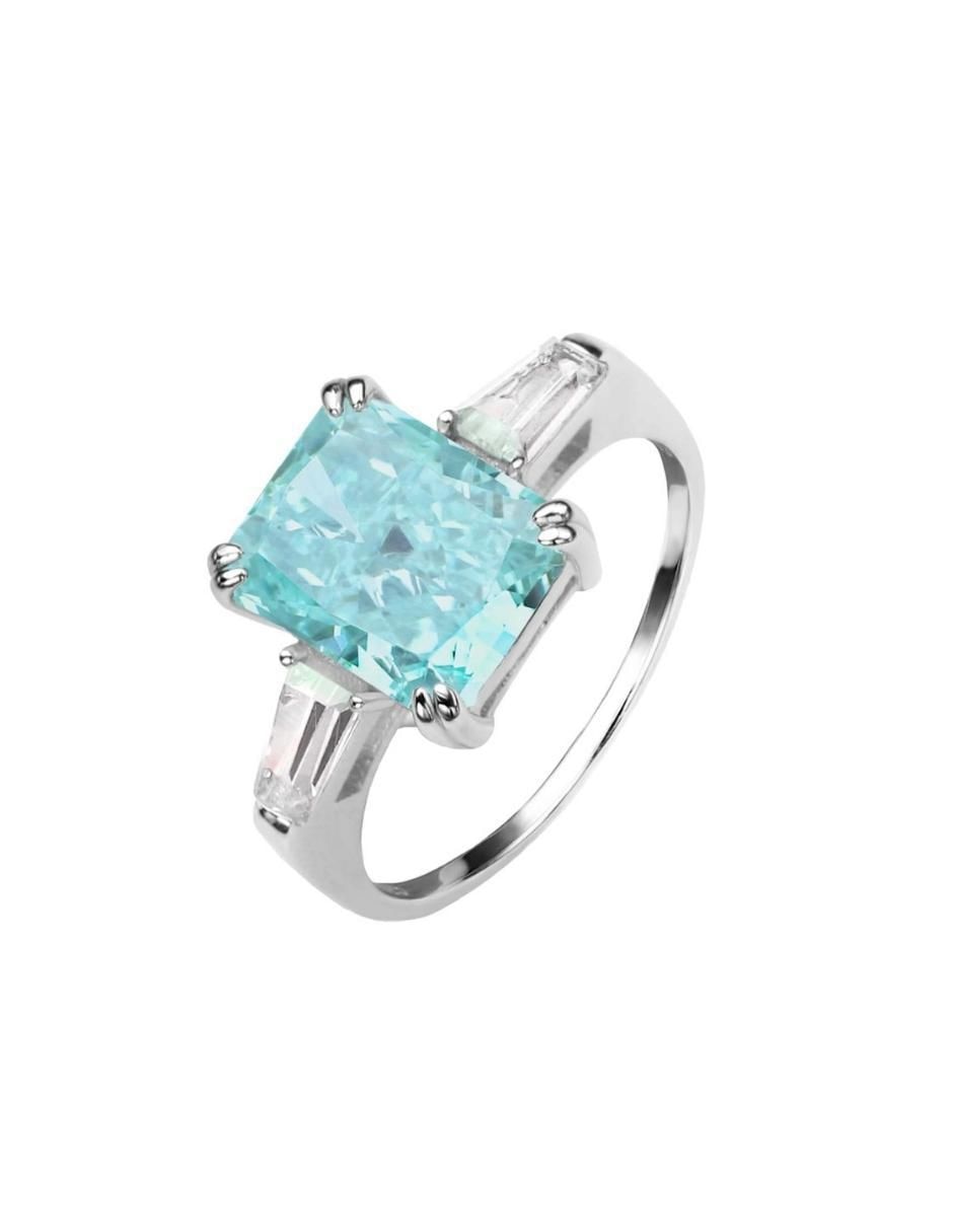 Anillo con gema rectangular Luxury P 925 de plata zirconia pulido 2