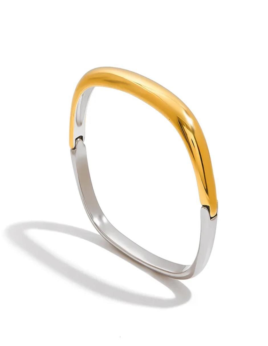 Brazalete de oro laminado 8 K bicolor con acabado pulido