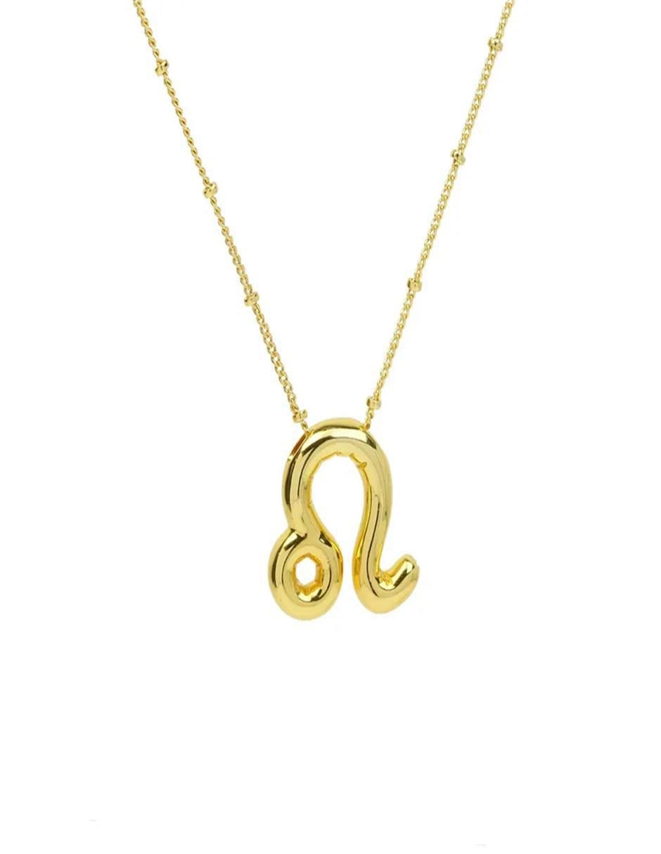 Collar con dije de signo zodiacal de oro laminado 10 K