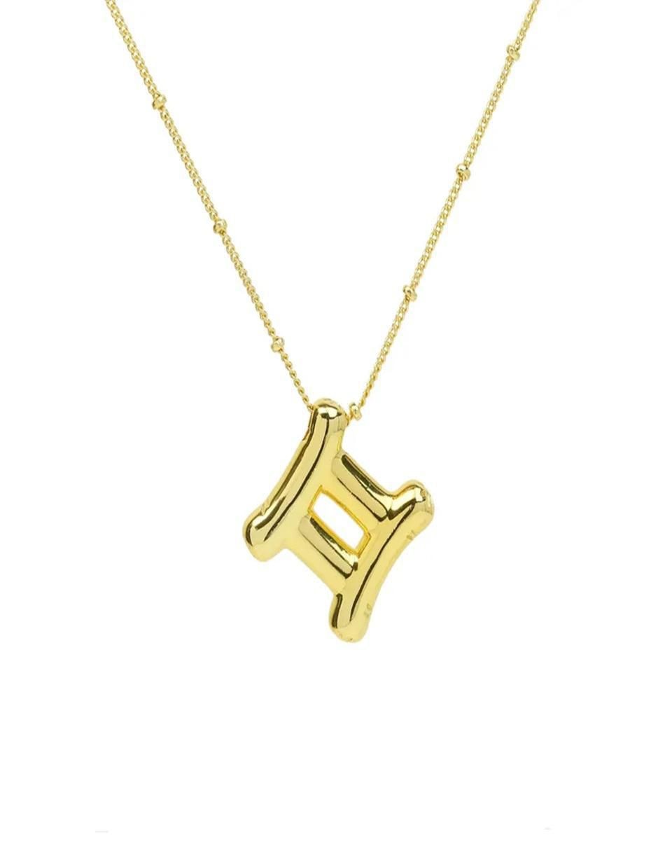 Collar con dije de signo zodiacal de oro laminado 10 K