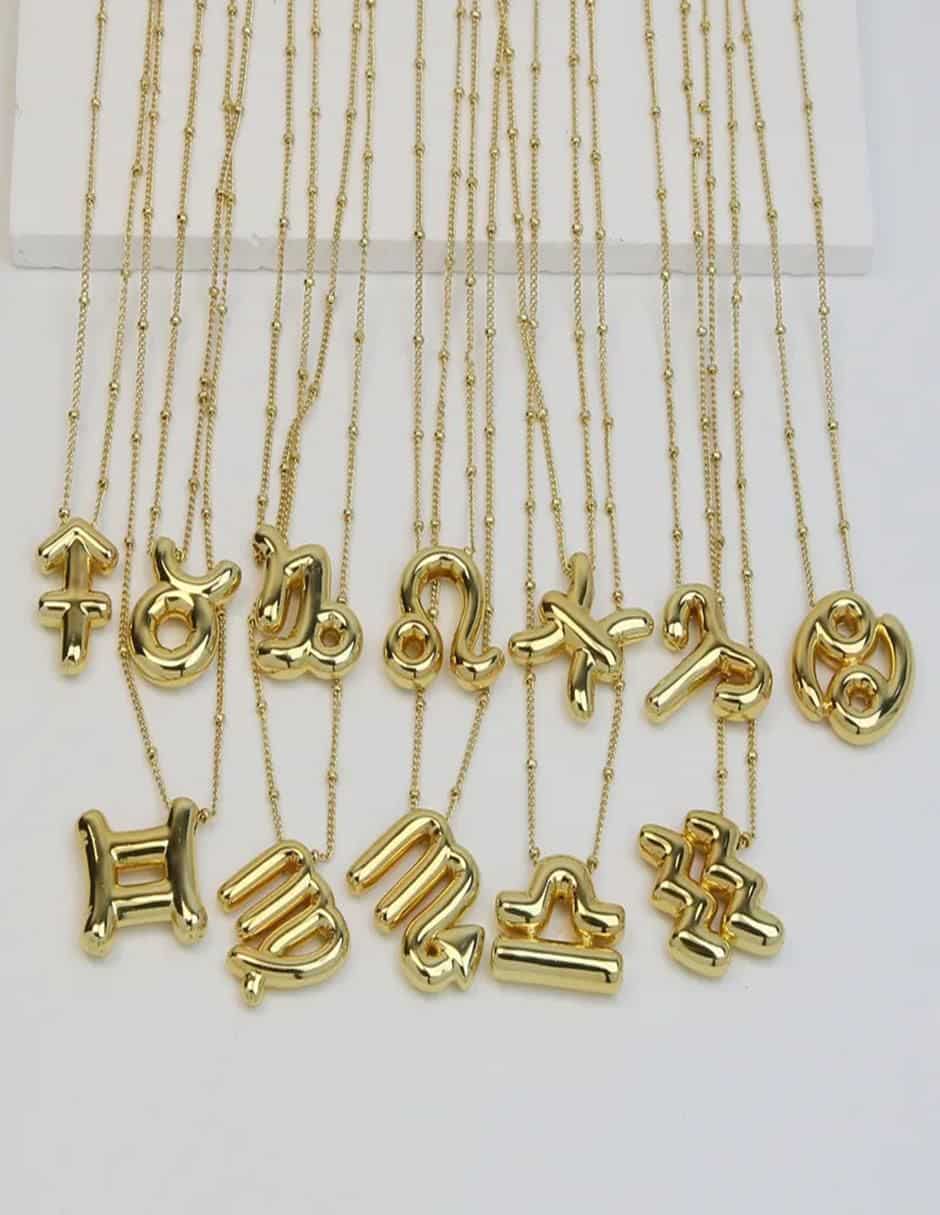 Collar con dije de signo zodiacal de oro laminado 10 K 2
