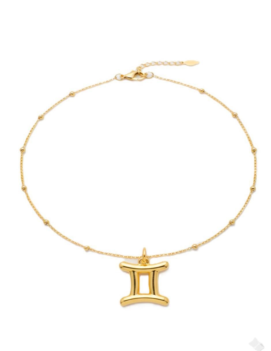 Collar con dije de signo zodiacal de oro laminado 10 K 3