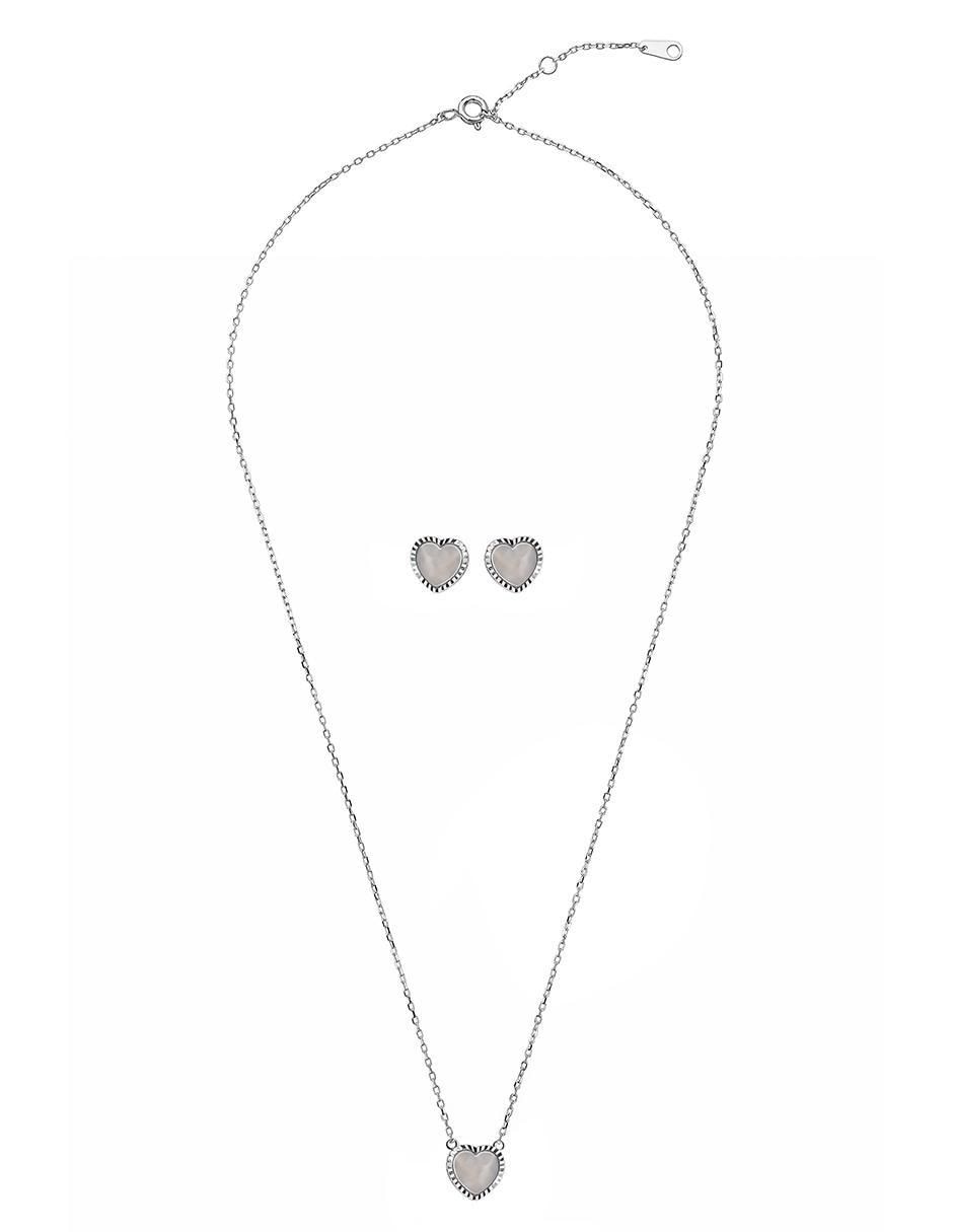 Set de collar y aretes de plata P 925 circonita