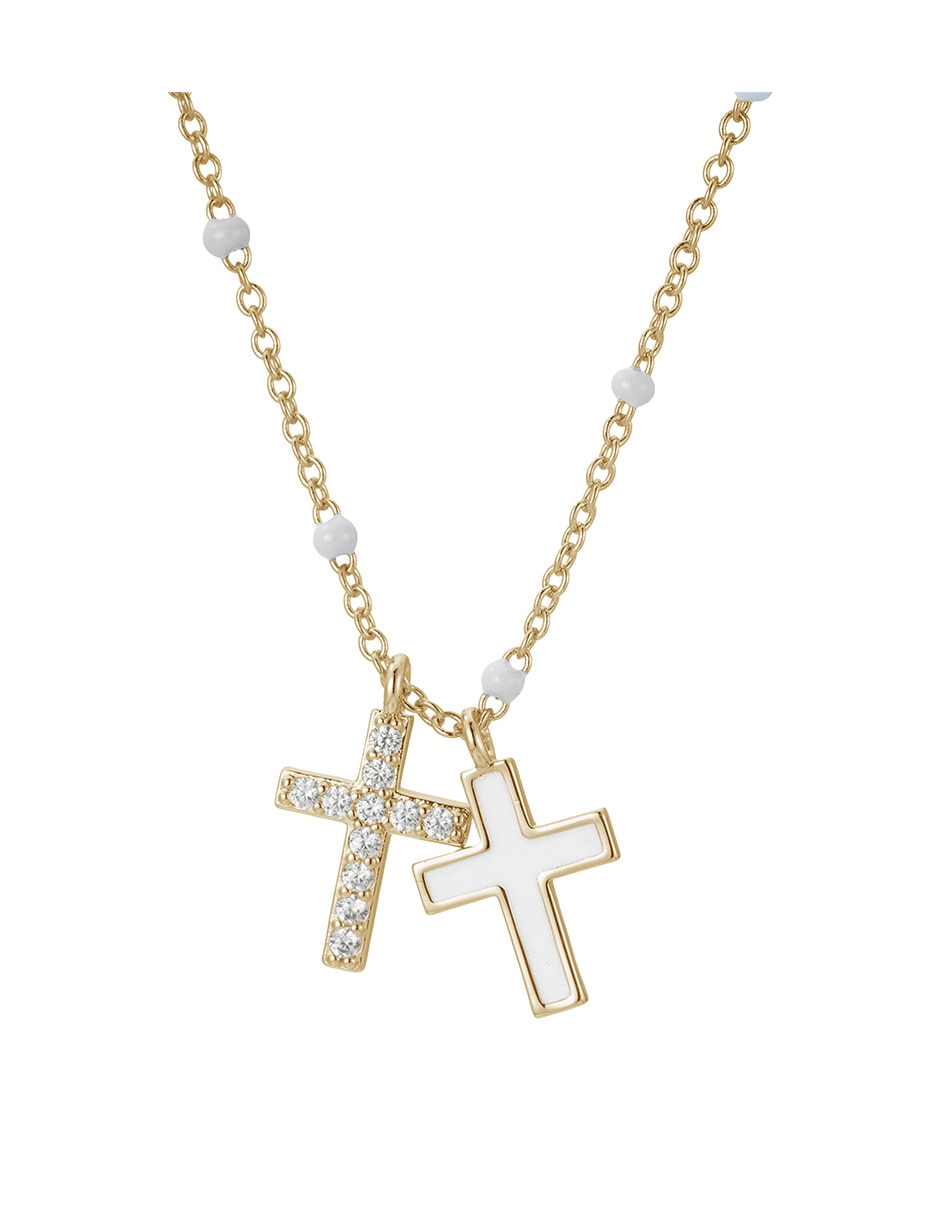 Collar de cruz de baño de oro 14 K