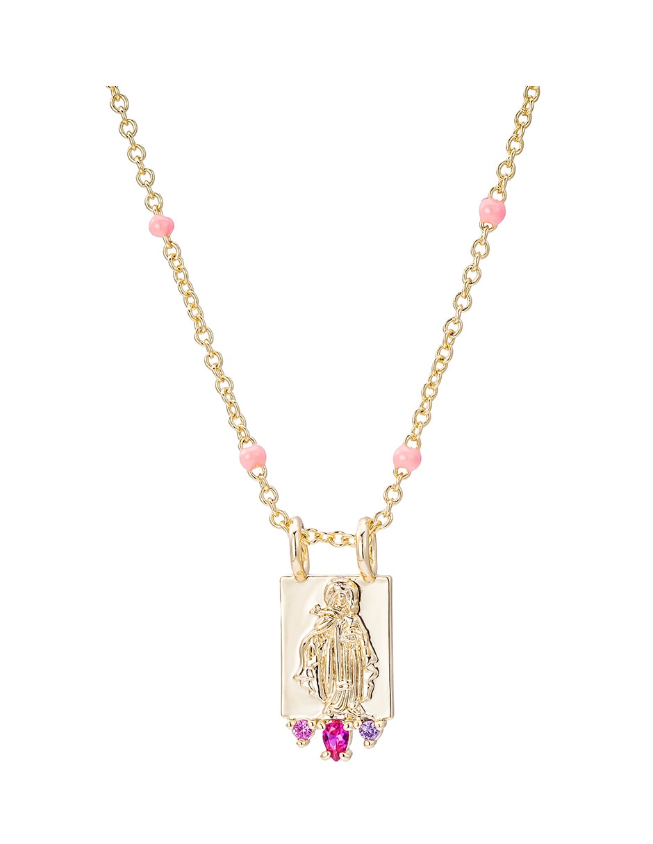 Collar de virgen Religiosos con acabado baño de oro 14 K