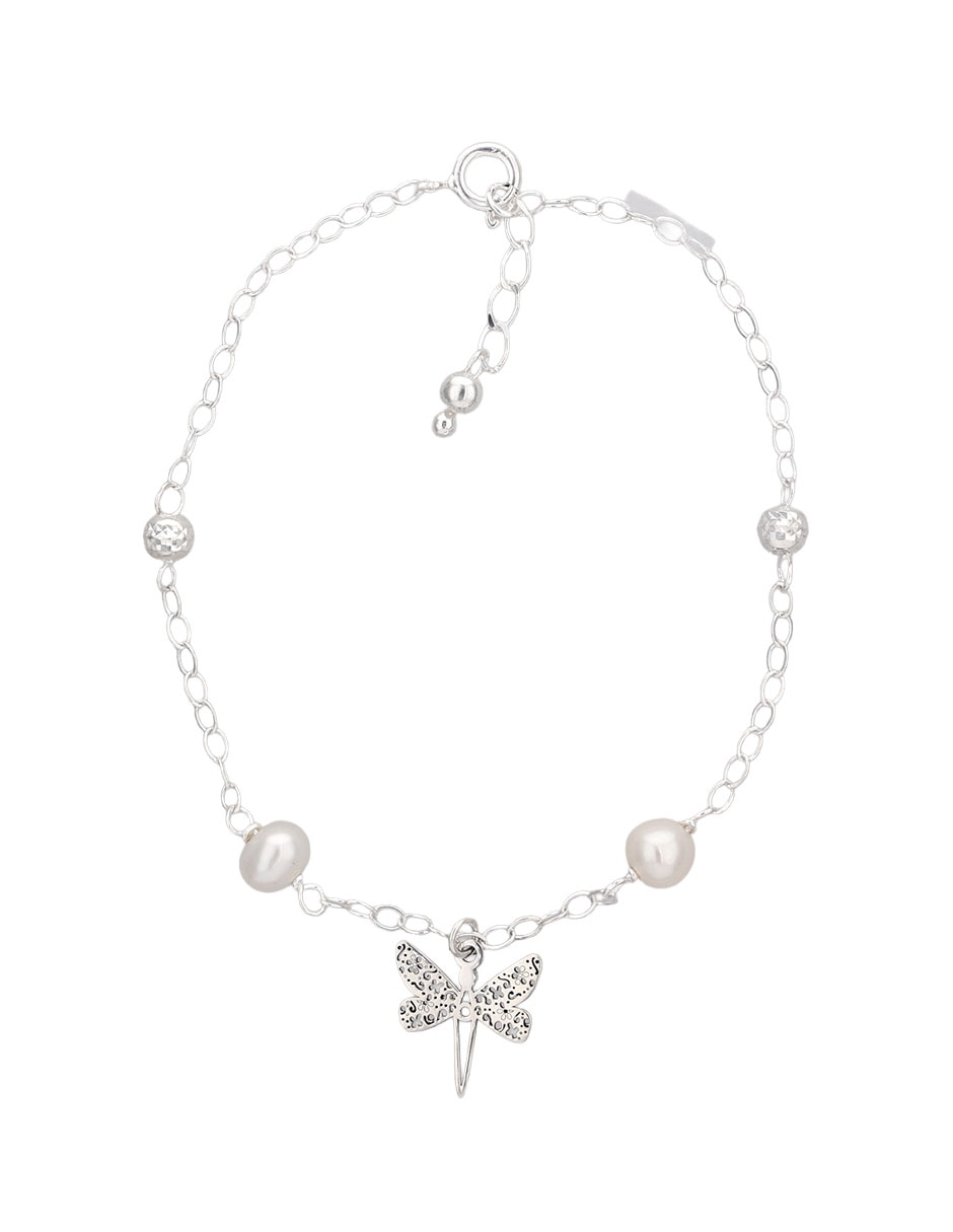 Pulsera de plata con perla P 925 con acabado brillante